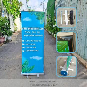 Standee cuốn nhôm cao cấp kích thước 0.6x1.6m